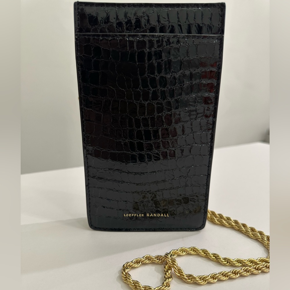 Loeffler Randall Black Crossbody Bag with Gold Chain